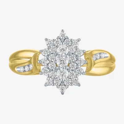 (I1-I2/G-H) Womens 1/3 CT. T.W. Lab Grown White Diamond 10K Gold Marquise Cocktail Ring