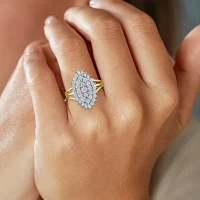 (G-H / Si2-I1) Womens 1 CT. T.W. Lab Grown White Diamond 10K Gold Marquise Cluster Cocktail Ring