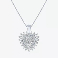 (I1-I2/G-H) Womens 1/2 CT. T.W. Lab Grown White Diamond 10K White Gold Heart Pendant Necklace