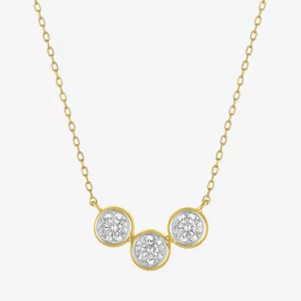 (G-H / Si2-I1) Womens 1 CT. T.W. Lab Grown White Diamond 10K Gold Round Pendant Necklace