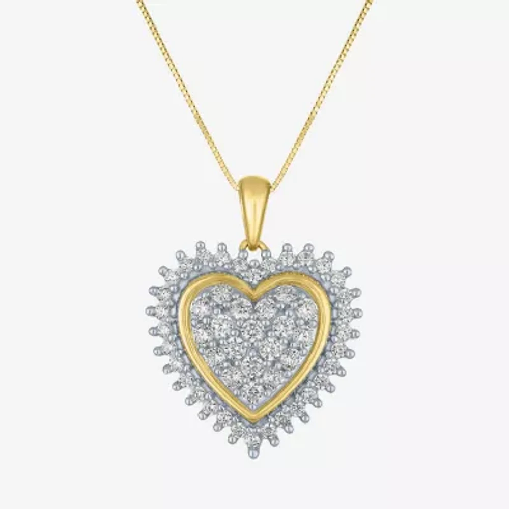 G-H / Si2-I1) Womens 1 1/ CT. T.W. Lab Grown White Diamond 10K White Gold Heart Pendant Necklace