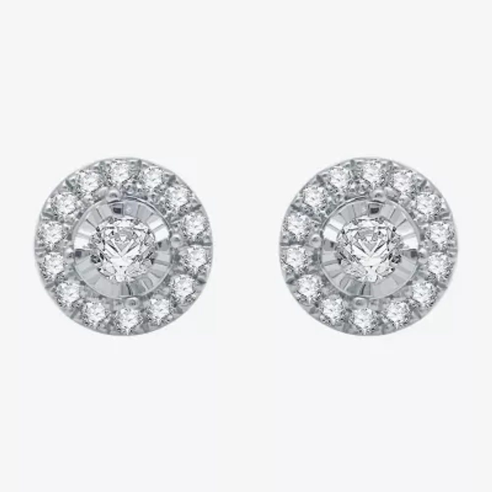 1/2 CT. T.W. Natural White Diamond 10K White Gold 8.1mm Round Stud Earrings