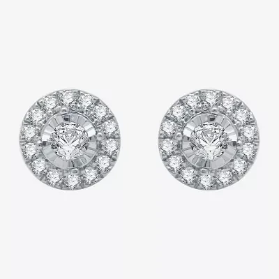 1/2 CT. T.W. Natural White Diamond 10K White Gold 8.1mm Round Stud Earrings