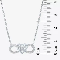 Yes, Please! Womens Lab Created White Sapphire Sterling Silver Heart Infinity Pendant Necklace