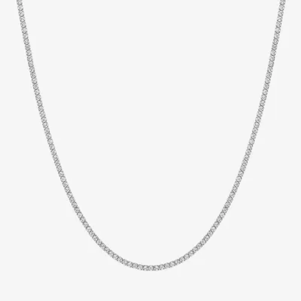 Yes, Please! Womens Lab Created White Sapphire Sterling Silver Tennis Necklaces