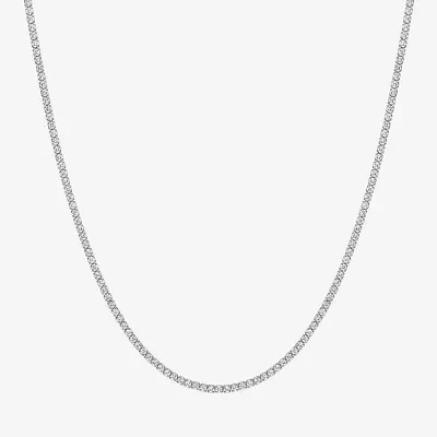 Yes, Please! Womens Lab Created White Sapphire Sterling Silver Tennis Necklaces