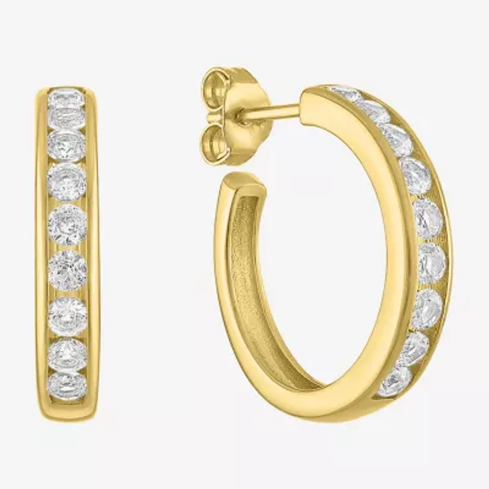 Yes, Please! C-Hoop Lab Created White Sapphire 14K Gold Over Silver 20mm Hoop Earrings