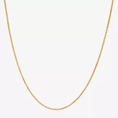 Made in Italy 24K Gold Over Silver 18 Inch Solid Box Chain Necklace