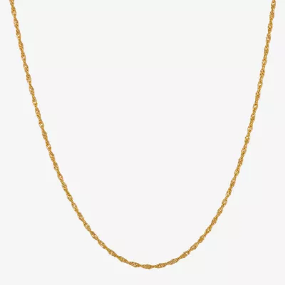 Made in Italy 24K Gold Over Silver 18 Inch Solid Singapore Chain Necklace