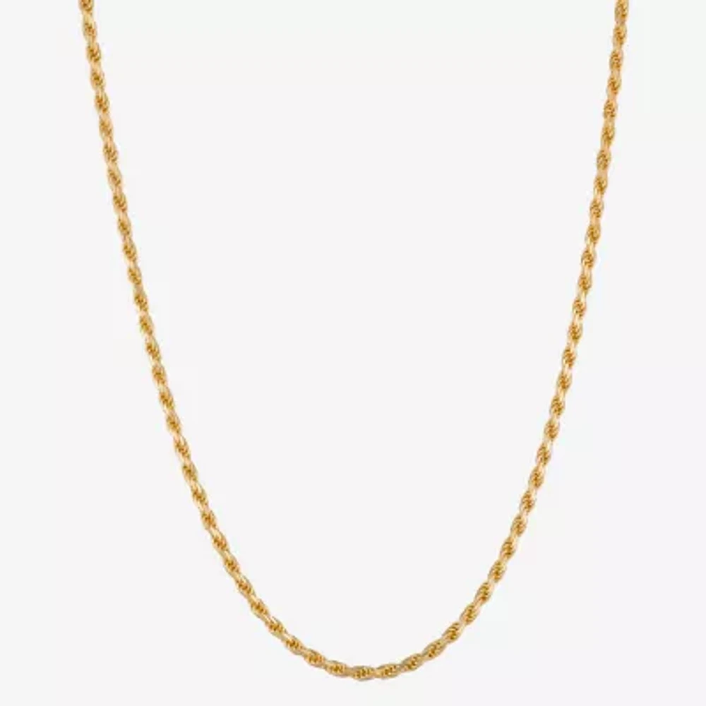 Made in Italy 24K Gold Over Silver 24 Inch Solid Rope Chain Necklace