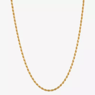 Made in Italy 24K Gold Over Silver 24 Inch Solid Rope Chain Necklace