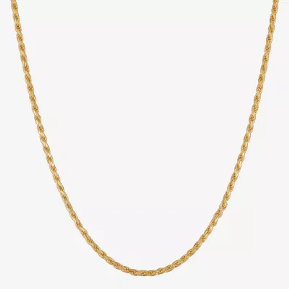 Made in Italy 24K Gold Over Silver 18 Inch Solid Rope Chain Necklace