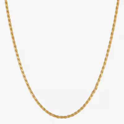 Made in Italy 24K Gold Over Silver 18 Inch Solid Rope Chain Necklace