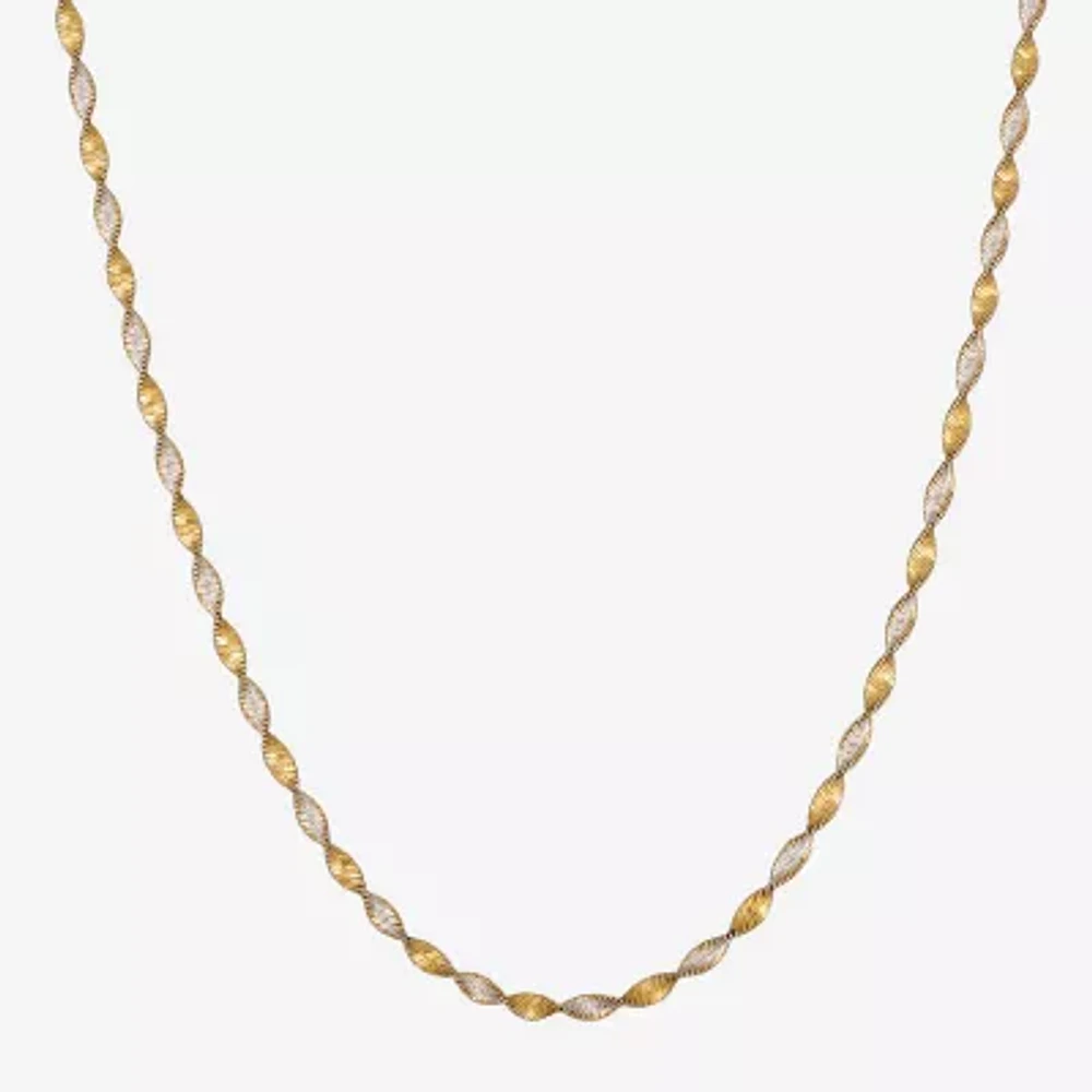 Made in Italy 24K Gold Over Silver 18 Inch Solid Link Chain Necklace