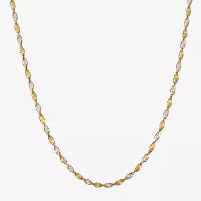 Made in Italy 24K Gold Over Silver 18 Inch Solid Link Chain Necklace