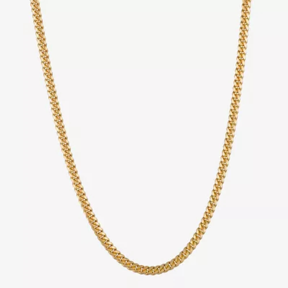 Made in Italy 24K Gold Over Silver 24 Inch Solid Cuban Chain Necklace