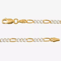 Made in Italy 24K Gold Over Silver 20 Inch Solid Figaro Chain Necklace