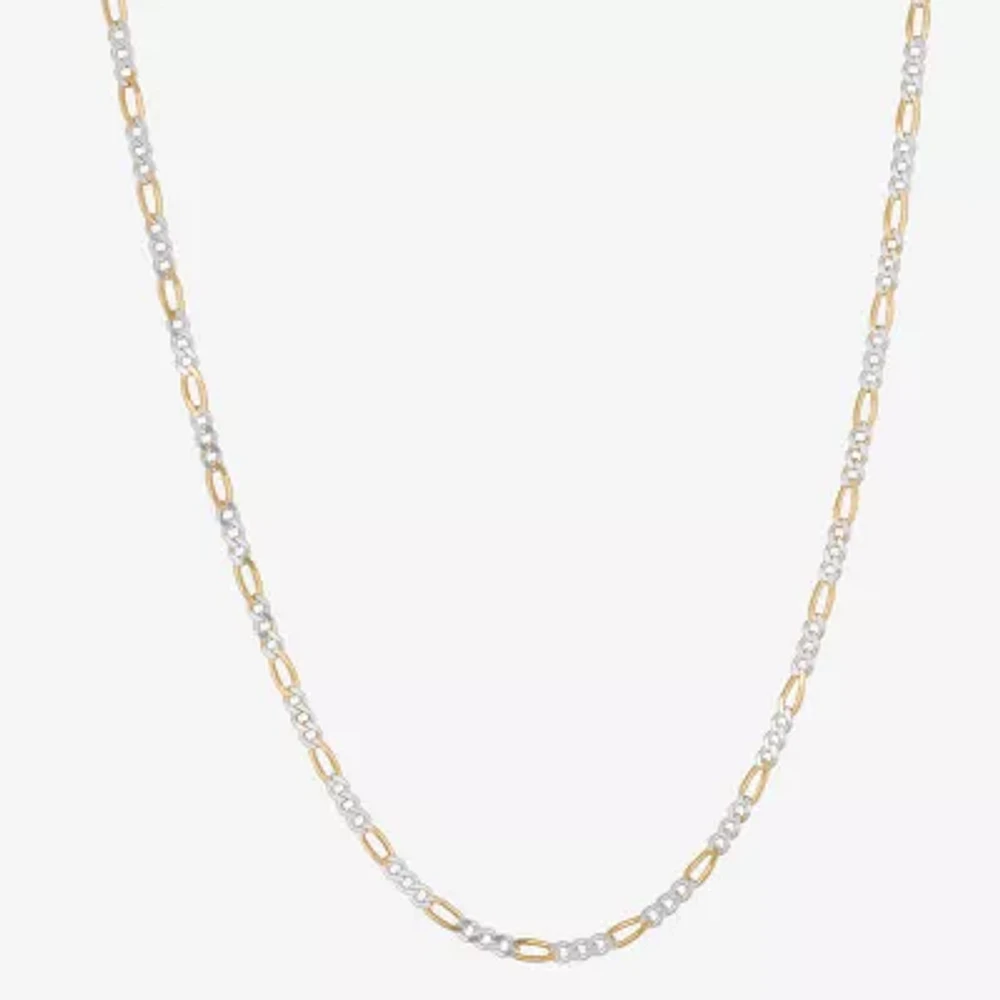 Made in Italy 24K Gold Over Silver 20 Inch Solid Figaro Chain Necklace