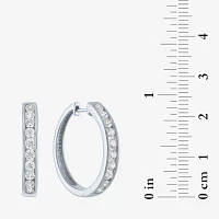 (G-H / I1-I2) 1 CT. T.W. Lab Grown White Diamond Sterling Silver Hoop Earrings