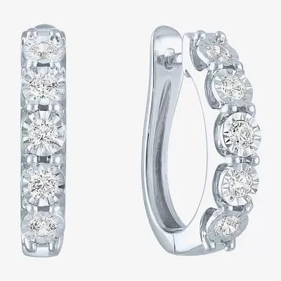 (G-H / I1-I2) 1/2 CT. T.W. Lab Grown White Diamond Sterling Silver 21.4mm Hoop Earrings