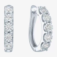 (G-H / I1-I2) 1/2 CT. T.W. Lab Grown White Diamond Sterling Silver 21.4mm Hoop Earrings