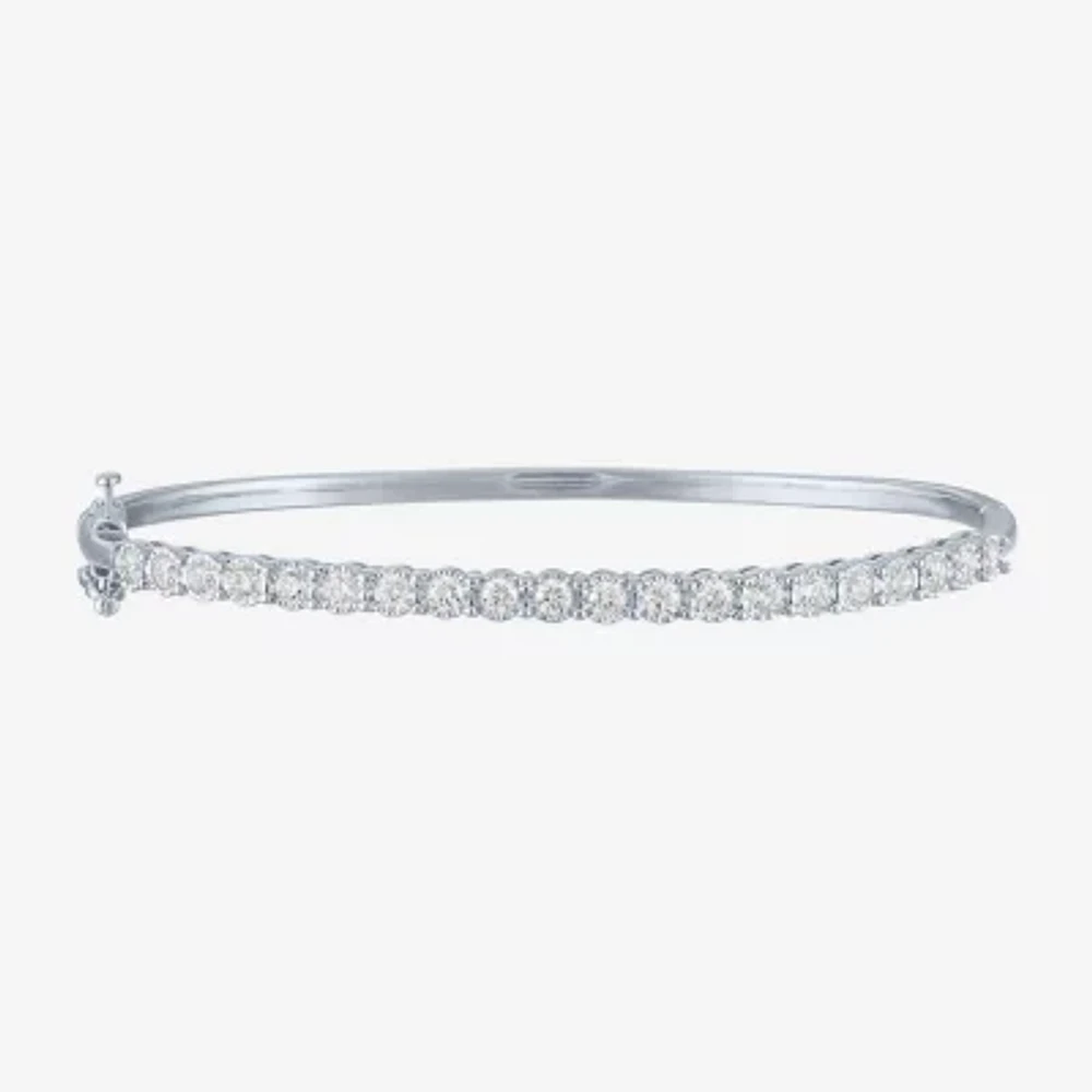 (G-H/ I1-I2) 1 CT. T.W. Lab Grown White Diamond Sterling Silver Bangle Bracelet