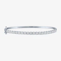 (G-H/ I1-I2) 1 CT. T.W. Lab Grown White Diamond Sterling Silver Bangle Bracelet