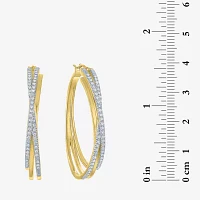 (I1-I2/ G-H) 1/4 CT. T.W. Lab Grown White Diamond 14K Gold Over Silver Hoop Earrings