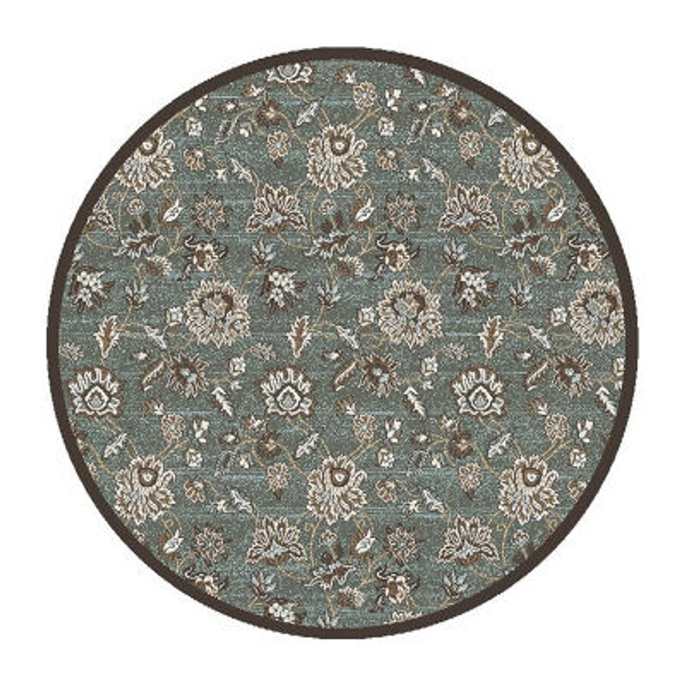 Pisa Floral Traditional Indoor Round Area Rug