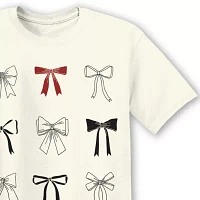 Juniors Ballerina Bows Boyfriend Tee Womens Crew Neck Short Sleeve Graphic T-Shirt