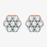 Diamond Blossom 1 CT. T.W. Natural White Diamond 10K Rose Gold 8.7mm Stud Earrings