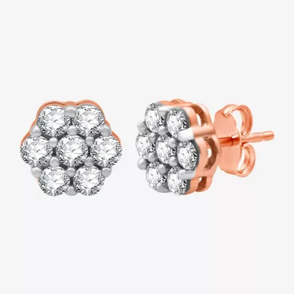 Diamond Blossom 1 CT. T.W. Natural White Diamond 10K Rose Gold 8.7mm Stud Earrings