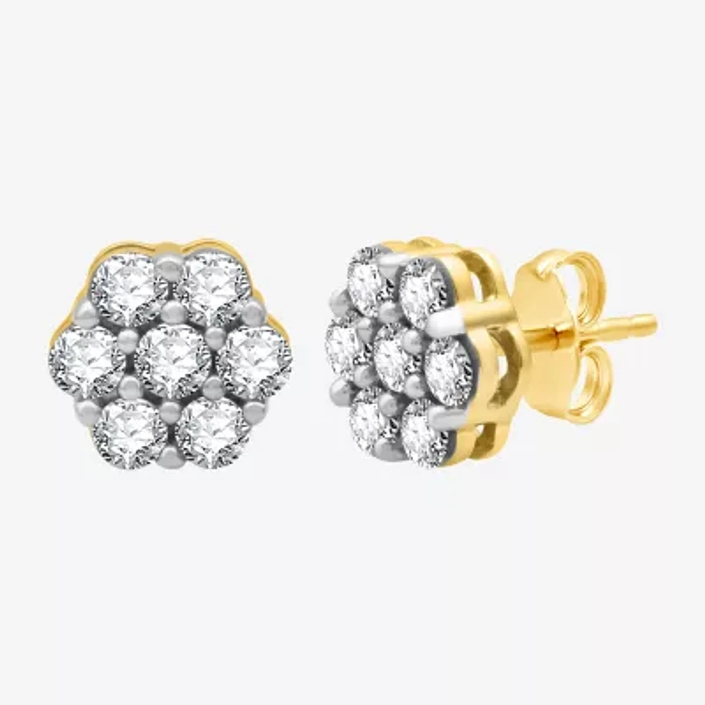 Diamond Blossom 1 CT. T.W. Natural White Diamond 10K Gold 8.7mm Stud Earrings