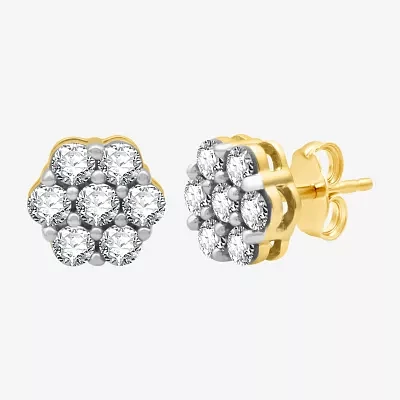 Diamond Blossom 1 CT. T.W. Natural White Diamond 10K Gold 8.7mm Stud Earrings