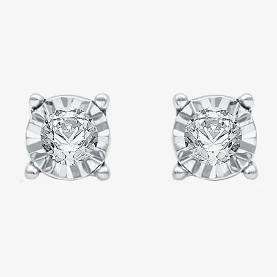 1/6 CT. T.W. Natural White Diamond Sterling Silver 5.6mm Round Stud Earrings