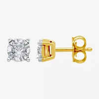 1/6 CT. T.W. Natural White Diamond 14K Gold Over Silver 5.6mm Round Stud Earrings