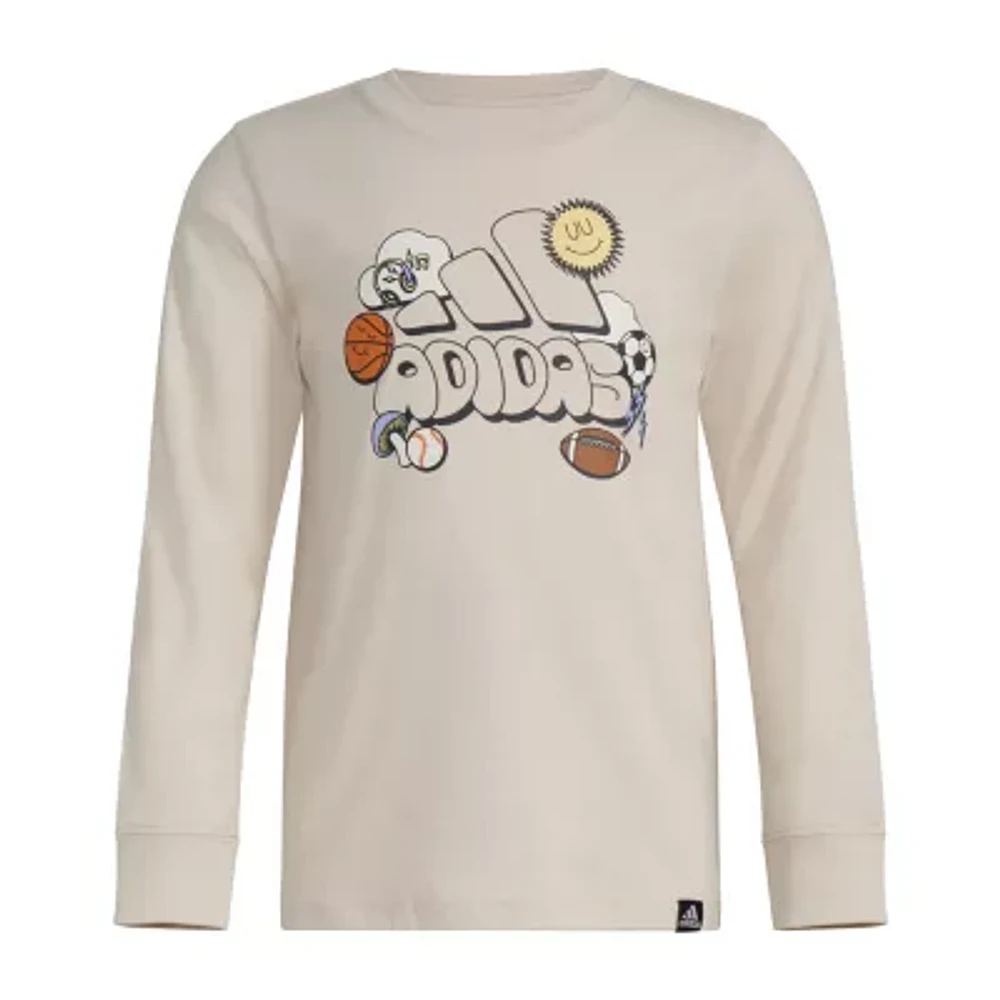 adidas Toddler Boys Crew Neck Long Sleeve Graphic T-Shirt