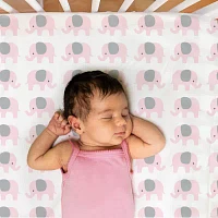 The Peanutshell Pink Elephant 4-pc. Crib Sheet