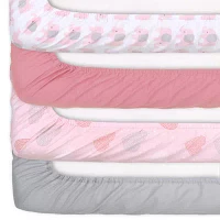 The Peanutshell Pink Elephant 4-pc. Crib Sheet