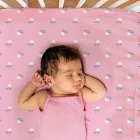 The Peanutshell Pink Floral 4-pc. Crib Sheet