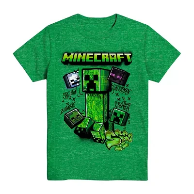 Little & Big Boys Crew Neck Short Sleeve Minecraft Graphic T-Shirt