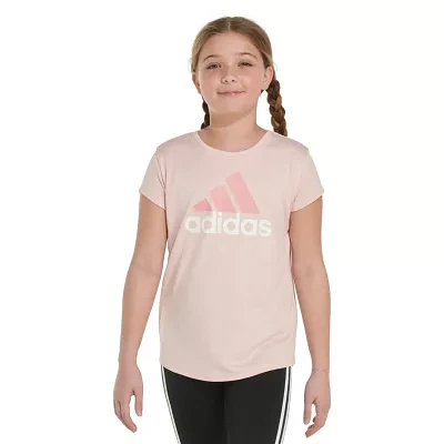 adidas Big Girls Scoop Neck Short Sleeve Graphic T-Shirt