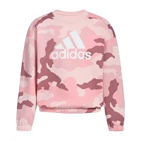 adidas Big Girls Crew Neck Long Sleeve Fleece Sweatshirt