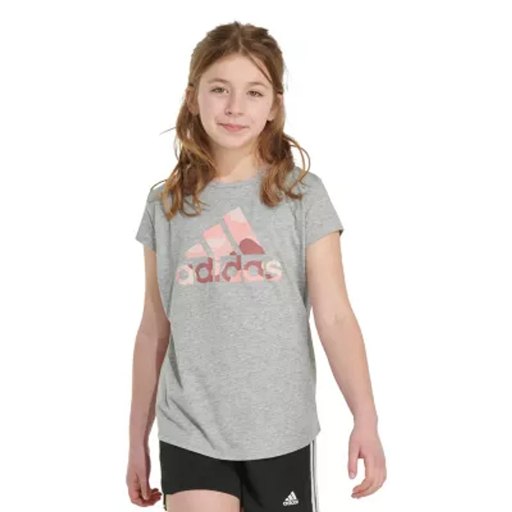 adidas Big Girls Round Neck Short Sleeve Graphic T-Shirt