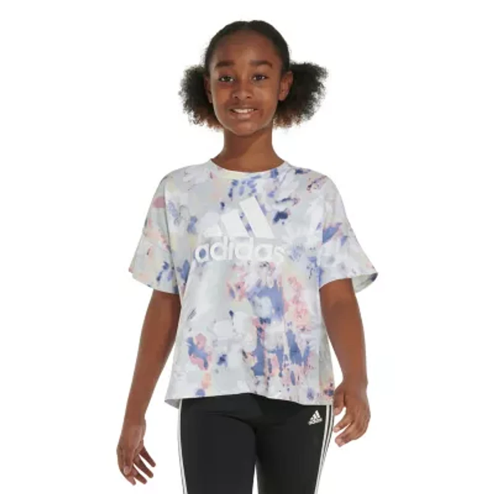 adidas Big Girls Crew Neck Short Sleeve Graphic T-Shirt