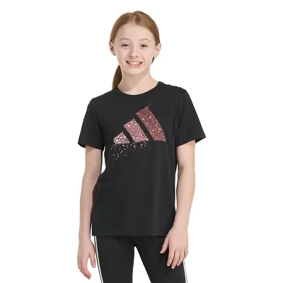 adidas Big Girls Crew Neck Short Sleeve Graphic T-Shirt