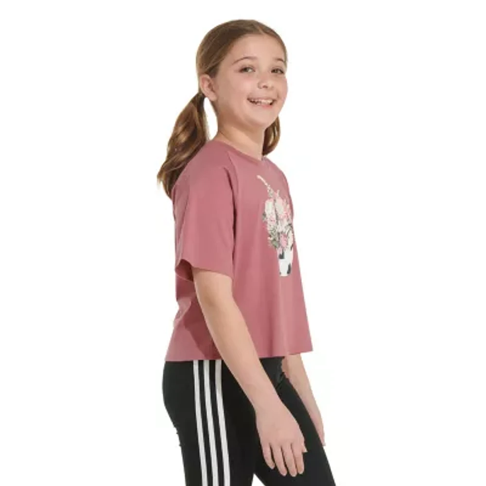 adidas Big Girls Crew Neck Short Sleeve Graphic T-Shirt