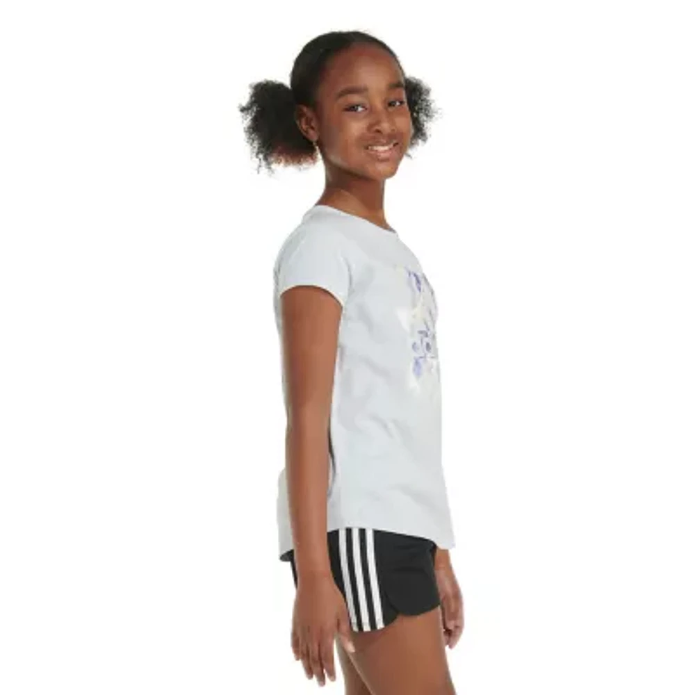 adidas Big Girls Scoop Neck Short Sleeve Graphic T-Shirt