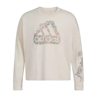 adidas Big Girls Crew Neck Long Sleeve Graphic T-Shirt