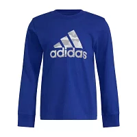 adidas Little Boys Round Neck Long Sleeve Graphic T-Shirt